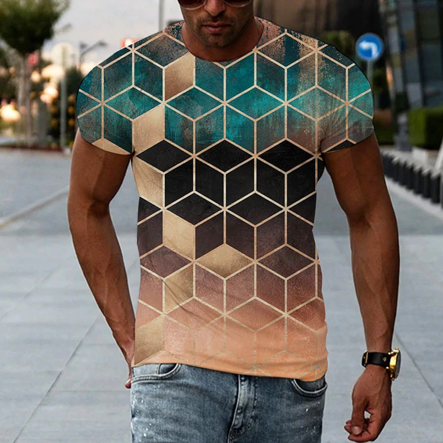 New Men's Printed 3D T-shirt Short Sleeve